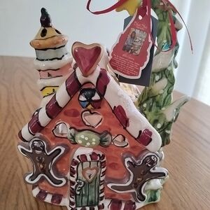 Blue Sky Festive Gingerbread House Christmas Holiday New Tea Light Holder Candle